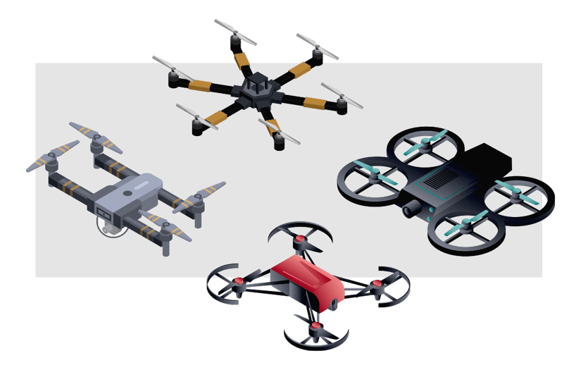 Various types of drones